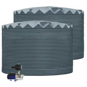 2 x 27,000L Rainwater Tanks + Pump Armour Grey (Windspray™) RapidPlas Product from Austral Ag