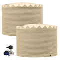 Two water storage tanks with a pump on a white background