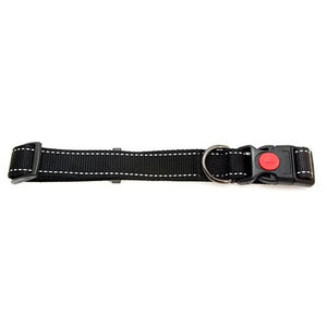 14131 - Animal Accessories - Dog Collar Webbing Reflective Strips - Black - 20 - 35cm - Austral Ag