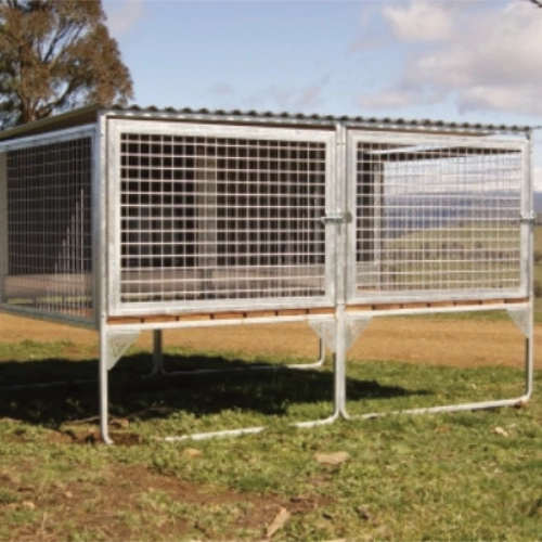 SDK Raised Dog Kennel Portable Outdoor Steel Cage with Roof