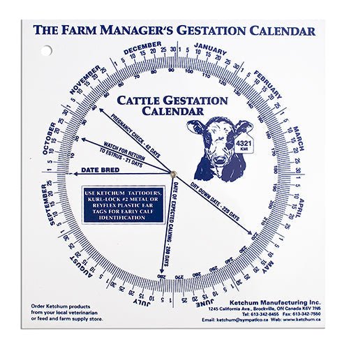 Gestation Calendar - Cow - Animal Health - Austral Ag