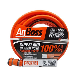 18138 - Hardware - Gippsland Non Kink Hose Fitted - 12mm x 15m - Austral Ag