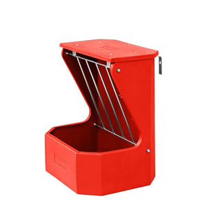 16180 - Livestock - Hayrack with Feed Bin and Lid - Red - Austral Ag