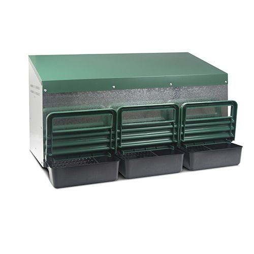 14627 - Animal Accessories - Nesting Box Metal & Plastic Outside Triple Hole - Austral Ag