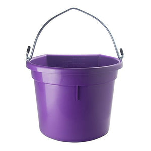 18572 - Animal Accessories - Plastic Flat Back Bucket with Metal Handle - Purple - 20 Litre - Austral Ag