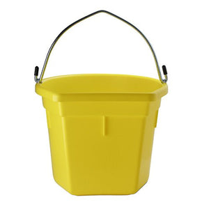 18573 - Animal Accessories - Plastic Flat Back Bucket with Metal Handle - Yellow - 20 Litre - Austral Ag