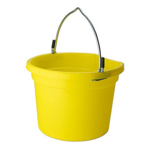 18567 - Animal Accessories - Plastic Flat Back Bucket with Metal Handle - Yellow - 8 Litre - Austral Ag