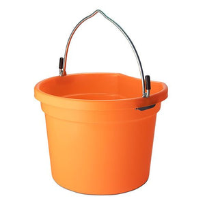 18564 - Animal Accessories - Plastic Flat Back Bucket with Metal Handle - Orange - 8 Litre - Austral Ag