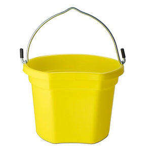 18567 - Animal Accessories - Plastic Flat Back Bucket with Metal Handle - Yellow - 8 Litre - Austral Ag