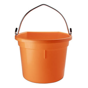 18570 - Animal Accessories - Plastic Flat Back Bucket with Metal Handle - Orange - 20 Litre - Austral Ag