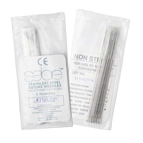 15674 - Animal Health - Post Mortem Straight Needles (122) - 4" - Austral Ag