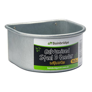 18597 - Animal Accessories - Poultry D Feeder Galvanised Steel with Hooks - 10.5cm - Austral Ag