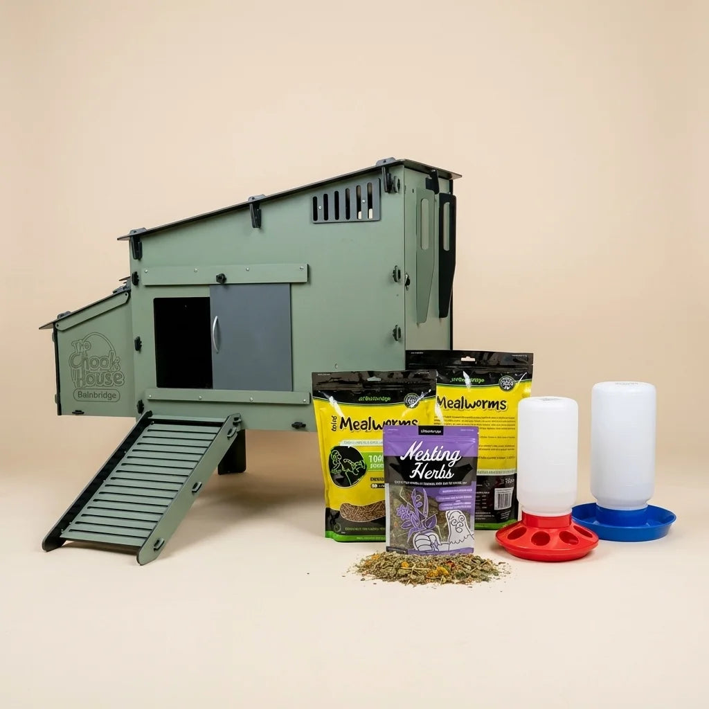 5-in-1 Flat Roof Chicken Coop Kit with Supplies