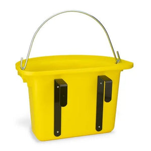 18593 - Animal Accessories - Rail Hanging Flat Back Bucket with Metal Handle - Yellow - 12 Litre - Austral Ag