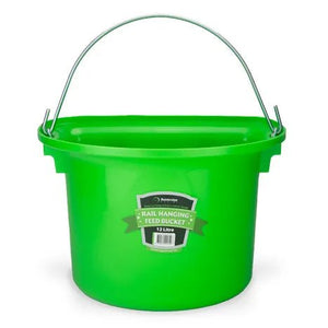 18589 - Animal Accessories - Rail Hanging Flat Back Bucket with Metal Handle - Green - 12 Litre - Austral Ag