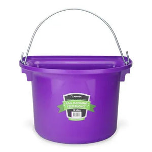 18592 - Animal Accessories - Rail Hanging Flat Back Bucket with Metal Handle - Purple - 12 Litre - Austral Ag