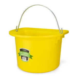 18593 - Animal Accessories - Rail Hanging Flat Back Bucket with Metal Handle - Yellow - 12 Litre - Austral Ag