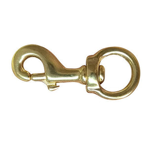 13539 - Hardware - Round Eye Swivel Hook Brass Snap - 25mm - Austral Ag