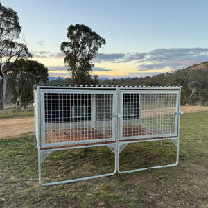 18520 - Animal Accessories - SDK Raised Dog Kennel Portable Outdoor Steel Cage with Roof - 3 - Austral Ag