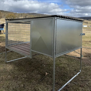 18518 - Animal Accessories - SDK Raised Dog Kennel Portable Outdoor Steel Cage with Roof - 1 - Austral Ag