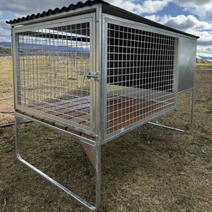 18518 - Animal Accessories - SDK Raised Dog Kennel Portable Outdoor Steel Cage with Roof - 1 - Austral Ag