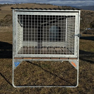 18518 - Animal Accessories - SDK Raised Dog Kennel Portable Outdoor Steel Cage with Roof - 1 - Austral Ag