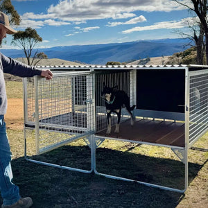 18521 - Animal Accessories - SDK Raised Dog Kennel - Portable Outdoor Steel Cage with Roof - Add On Bay - Austral Ag