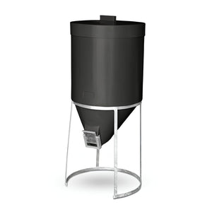 15173 - Hardware - Silo with Lid & Gal Stand - 200L - Black - Austral Ag