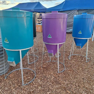 15173 - Hardware - Silo with Lid & Gal Stand - 200L - Black - Austral Ag