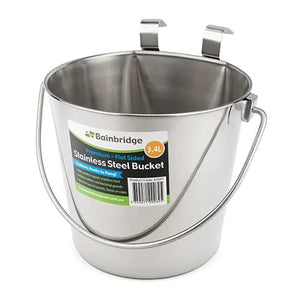 10185 - Animal Accessories - Stainless Steel Bucket Flat Sided - 3.3L - Austral Ag