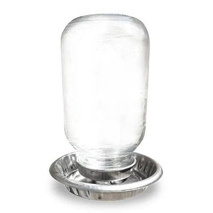 14469 - Animal Accessories - Stainless Steel Chick Drinker with Glass Mason Jar 1L - Austral Ag