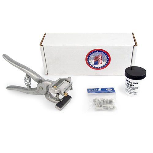 Stone Tattoo Pliers Kit - Revolving Head - 3/8" - Livestock - Austral Ag