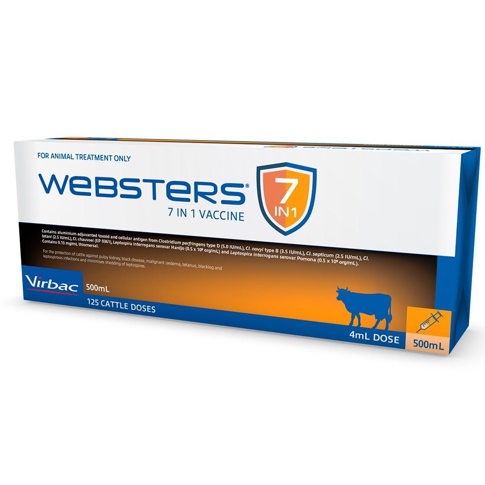 11653 - Animal Health - Websters 7 in 1 Vaccine - 500ml - Austral Ag