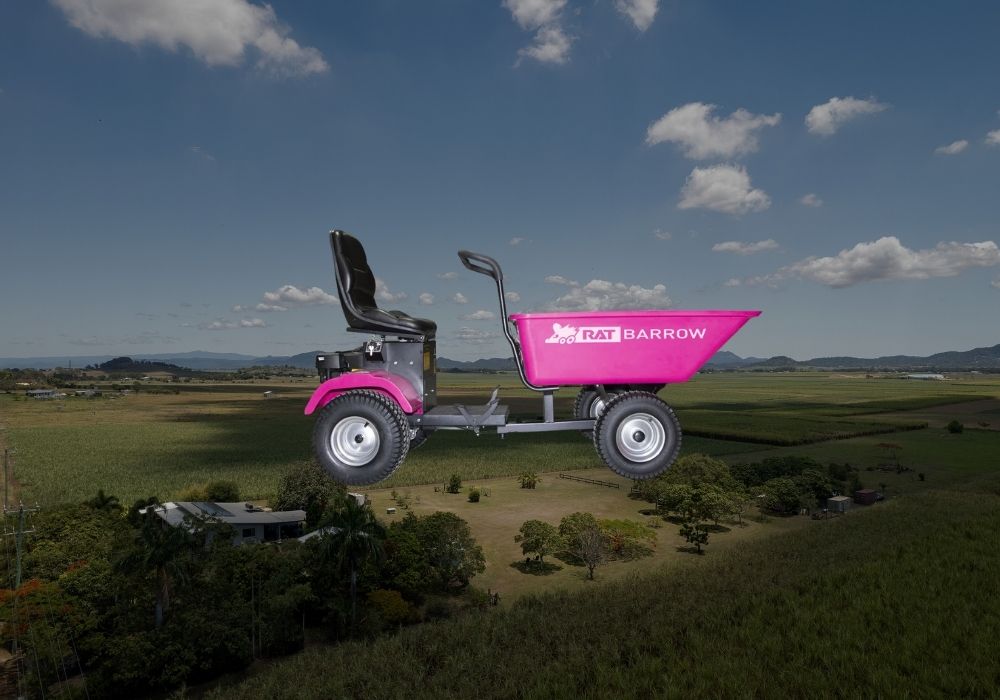 A pink RAT Barrow, motorised wheelbarrow