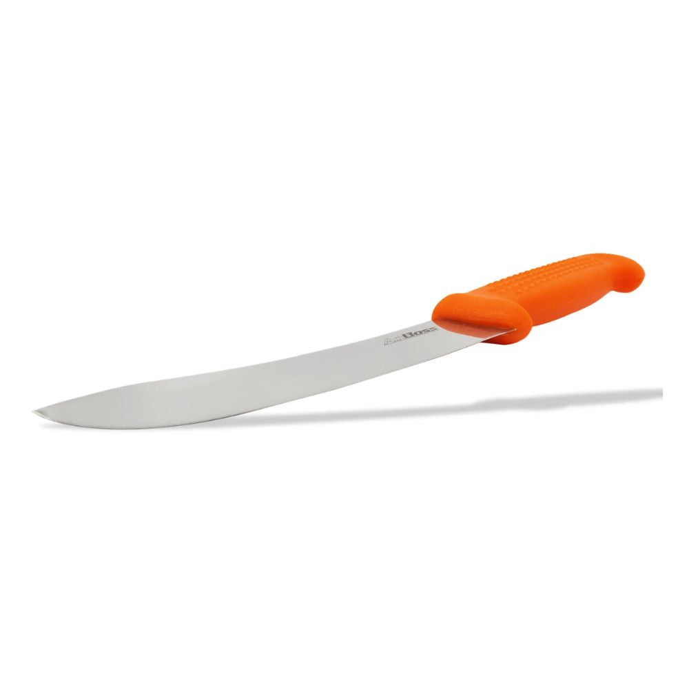 Knife with an orange handle on a white background
