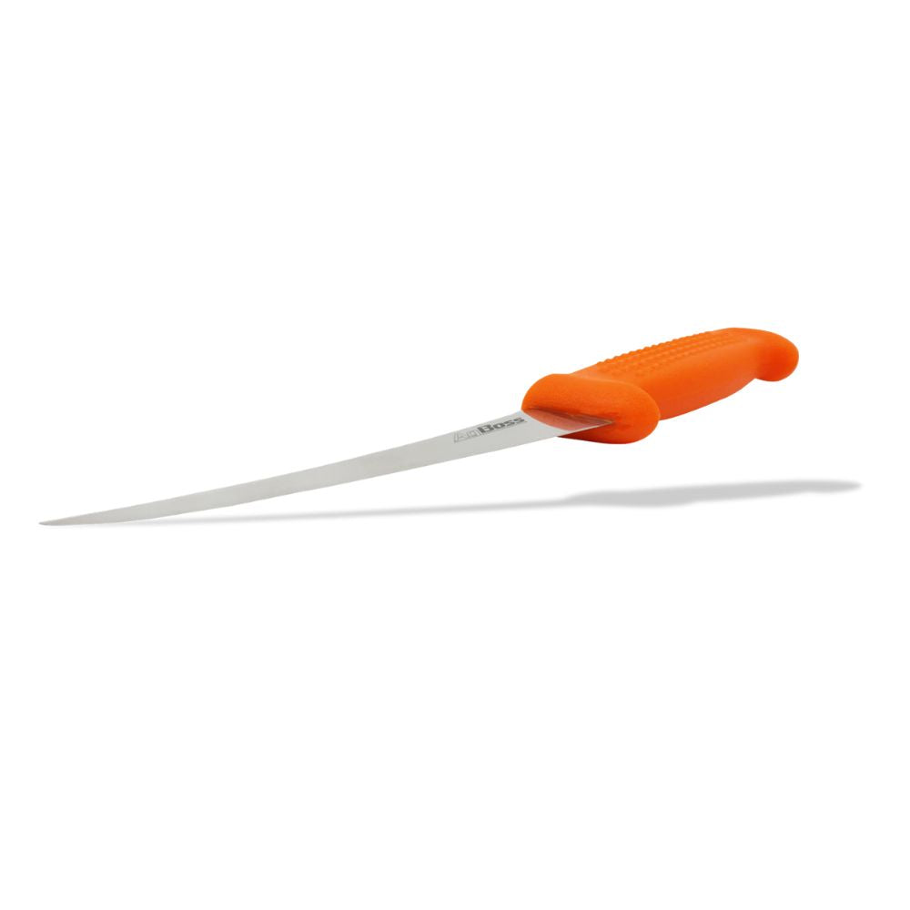 Knife with orange handle on a white background