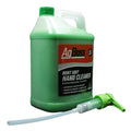 Green bottle of AgBoss Mint Grit Hand Cleaner with a pump on a white background