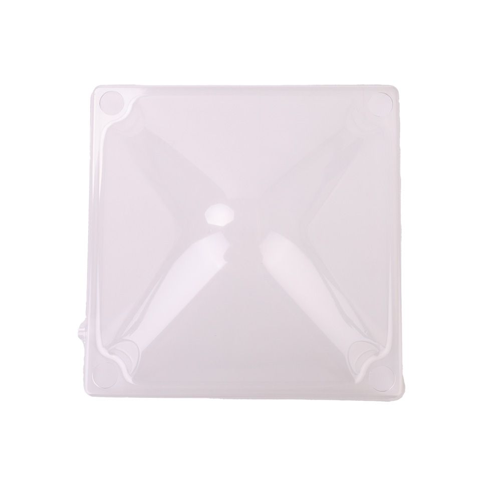 Clear plastic chick warmer lid on a white background