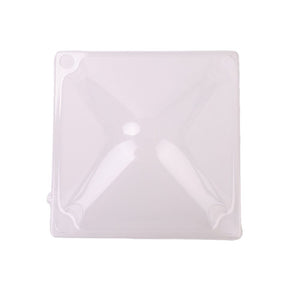 Clear plastic chick warmer lid on a white background