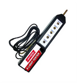 Light tester device for electric fences with a cord on a white background