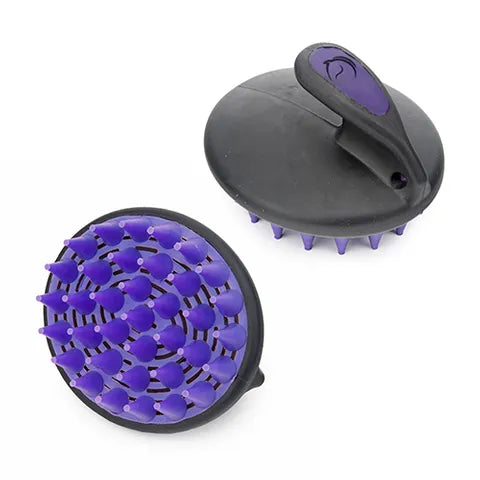 Palm Curry Comb with Rubber Bristles - Purple/Black