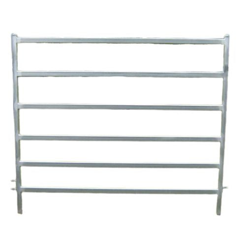 Metal livestock pen fence panel on a white background