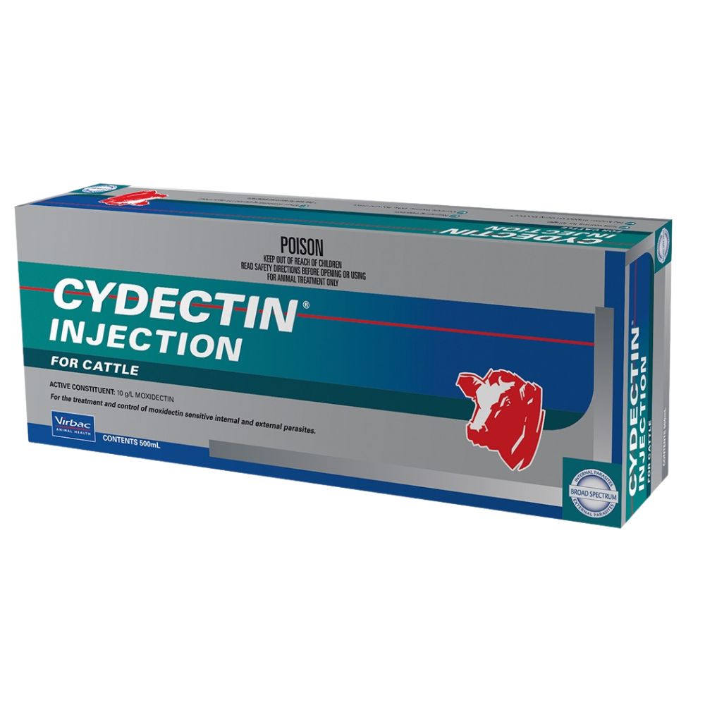 Box of Cydectin Injection for cattle on a white background