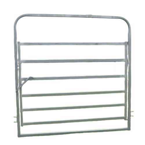 Metal livestock gate on a white background