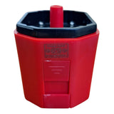 Red and black plastic livestock prod replacement battery on a white background