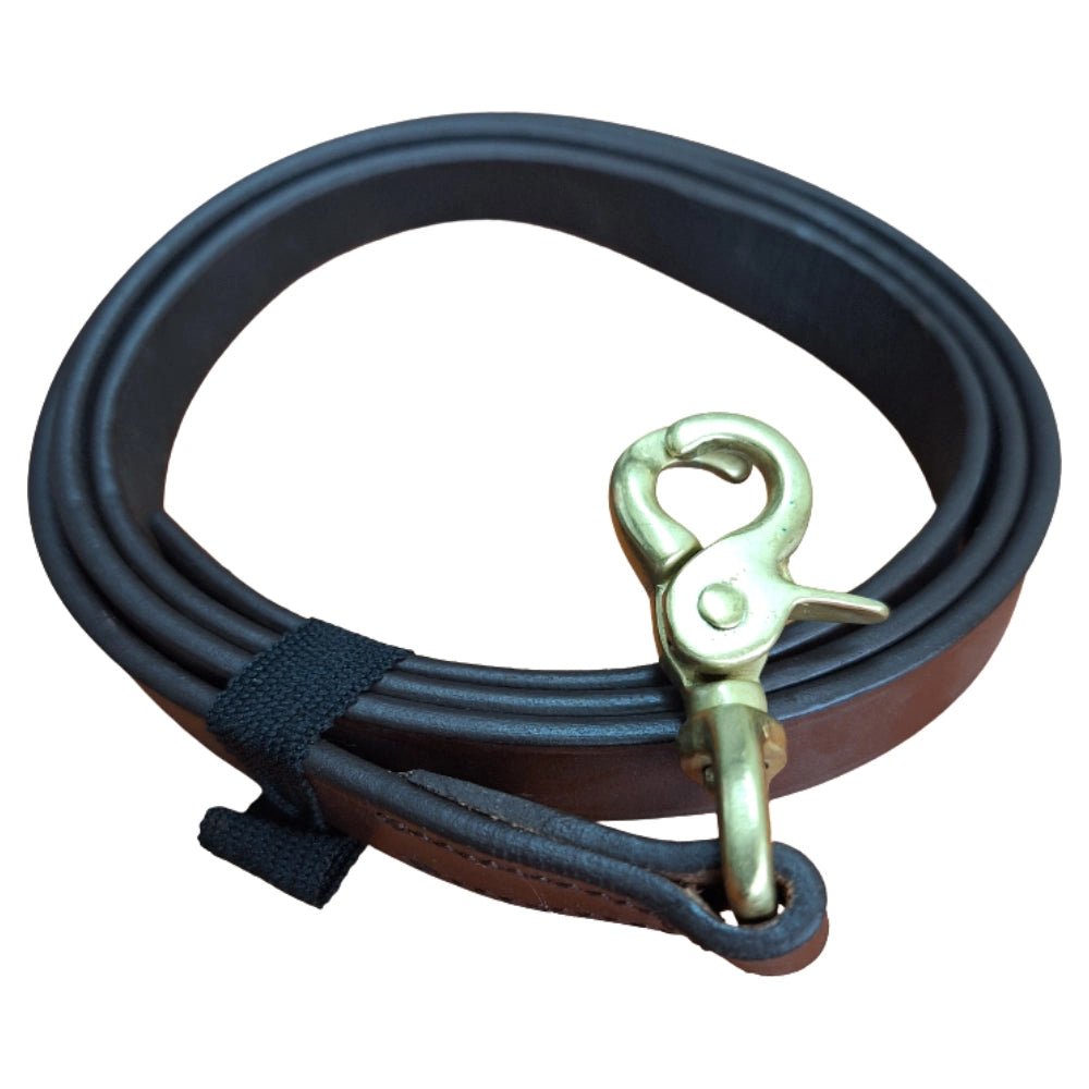 13070- Animal Accessories-Leather Cattle Show Lead-Brown & Brass - Austral Ag