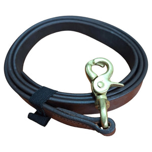 13070- Animal Accessories-Leather Cattle Show Lead-Brown & Brass - Austral Ag