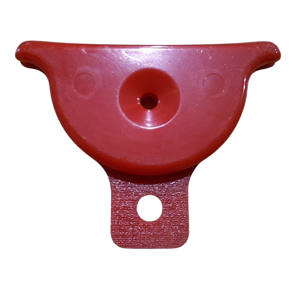 Red plastic Shepherd's Whistle on a white background