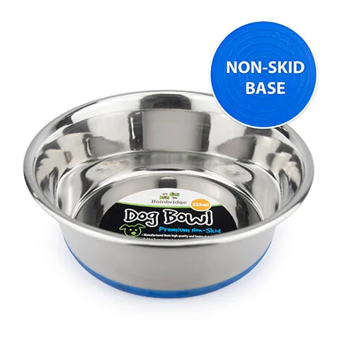 Dog Bowl Stainless Steel NonSkid (Blue Base)