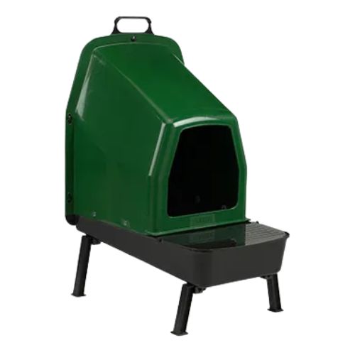 Green and black nesting box on a white background